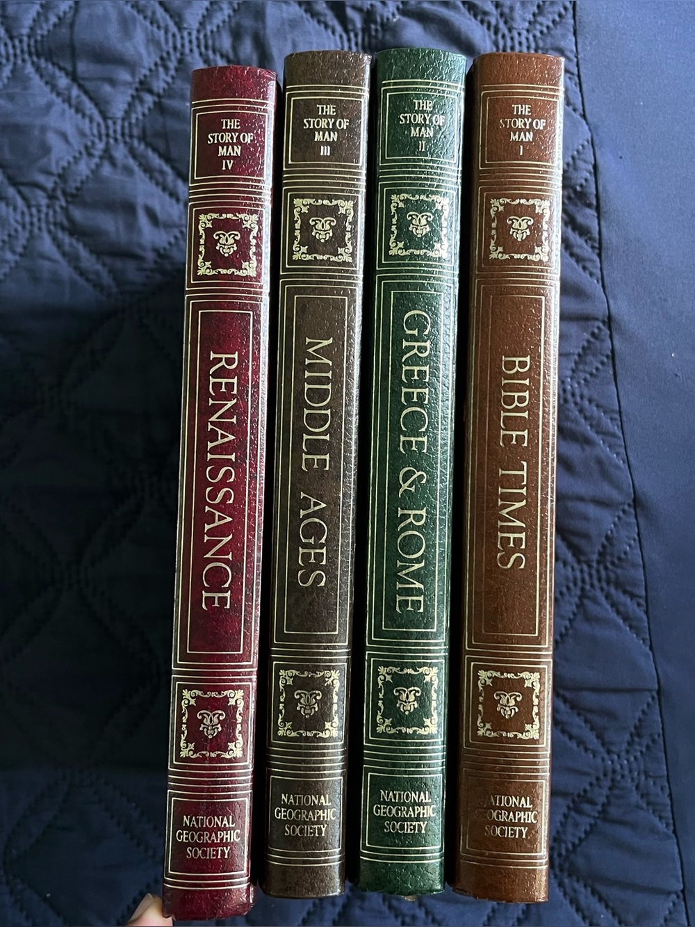 Vintage Story Of Man 4 Vol Set National Geographic Multi Faux Leather HC History